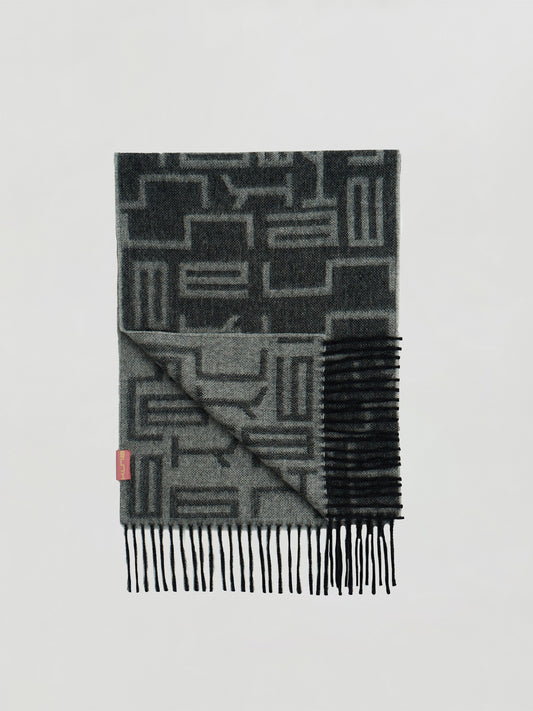 Black Baby Alpaca Wir Scarf