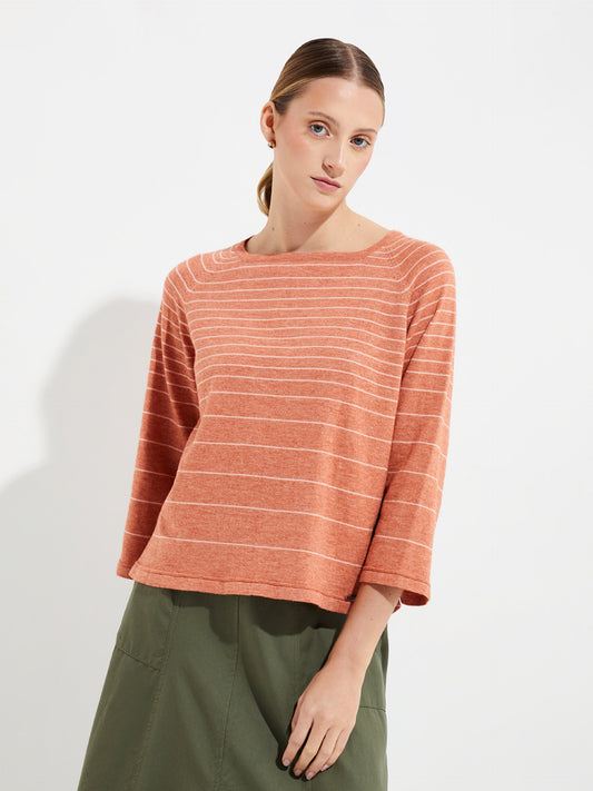 Yackelina Orange Cotton Sweater