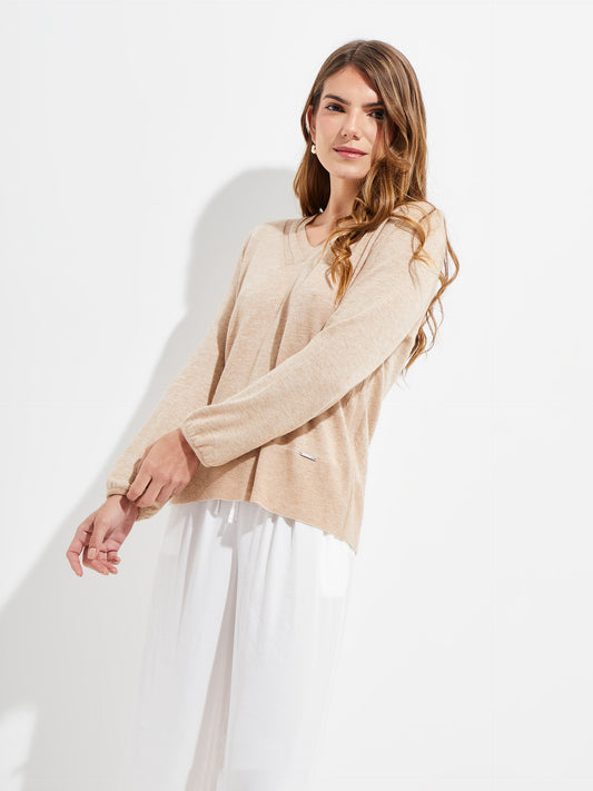 Yliada Beige Cotton Sweater