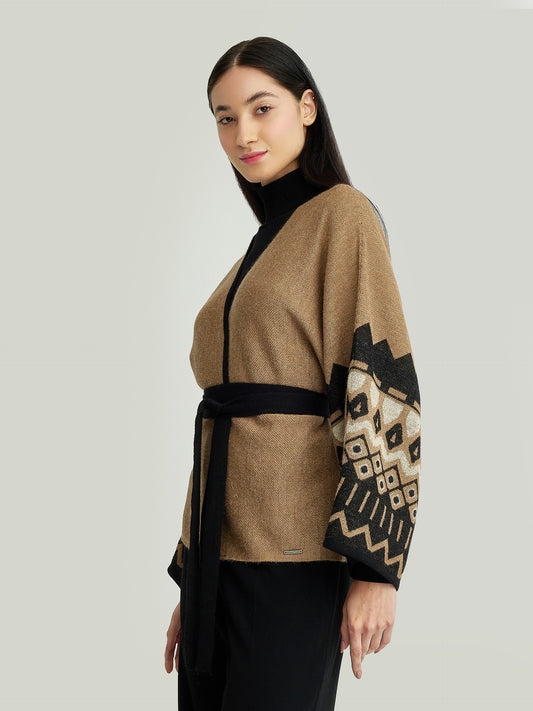 Camel-colored Yacinta Baby Alpaca Cardigan