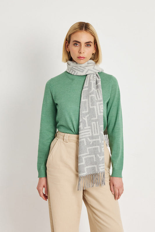 Gray Baby Alpaca Wir Scarf