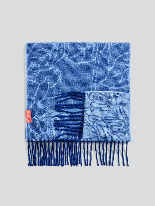 Yetzael Scarf Made of Baby Alpaca in Blue