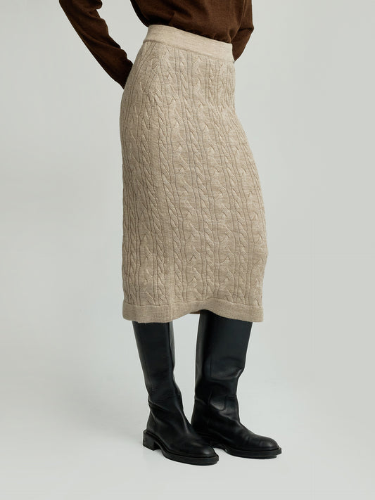 Yanina Skirt Made of Baby Alpaca in Beige