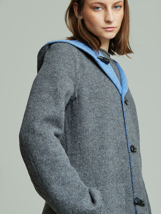 Alaia Baby Alpaca Coat in Blue