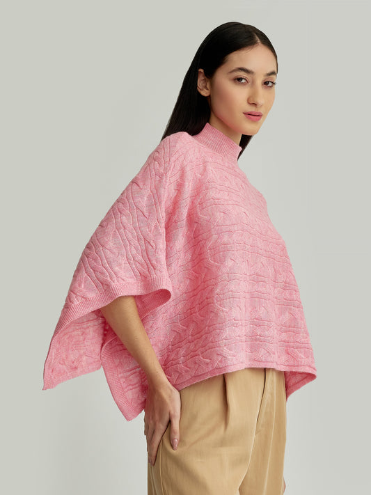 Yanina Poncho Made of Baby Alpaca in Pink