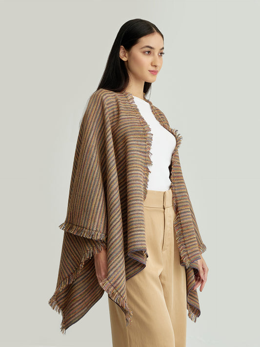 Yudith Poncho Made of Baby Alpaca in Brown Color