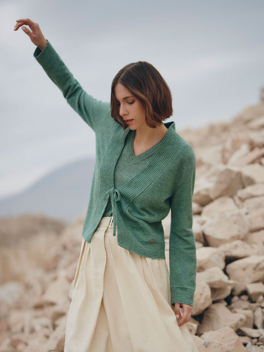 Yalika Cotton Cardigan in Green