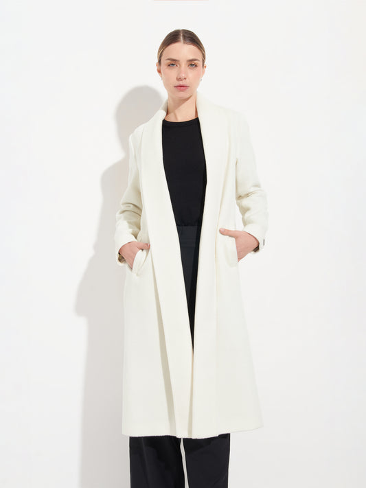 Ecru Baby Alpaca Long Swing Coat