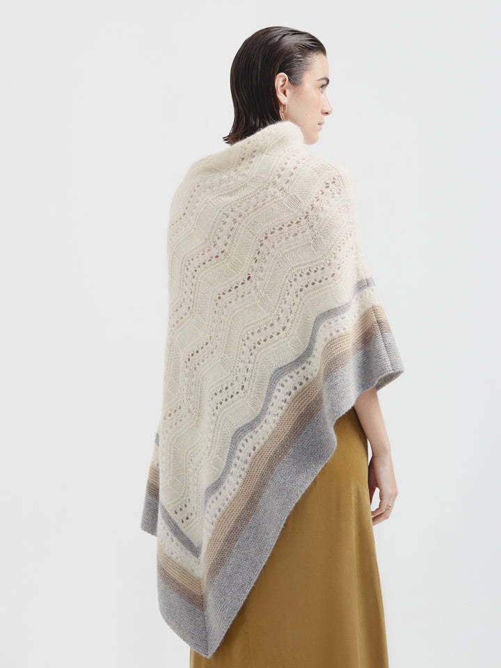 Poncho Cristal De Baby Alpaca Color Ecru