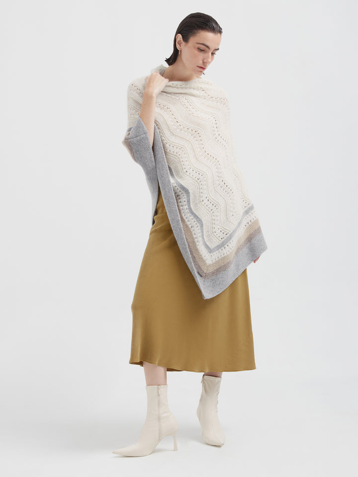 Poncho Cristal De Baby Alpaca Color Ecru