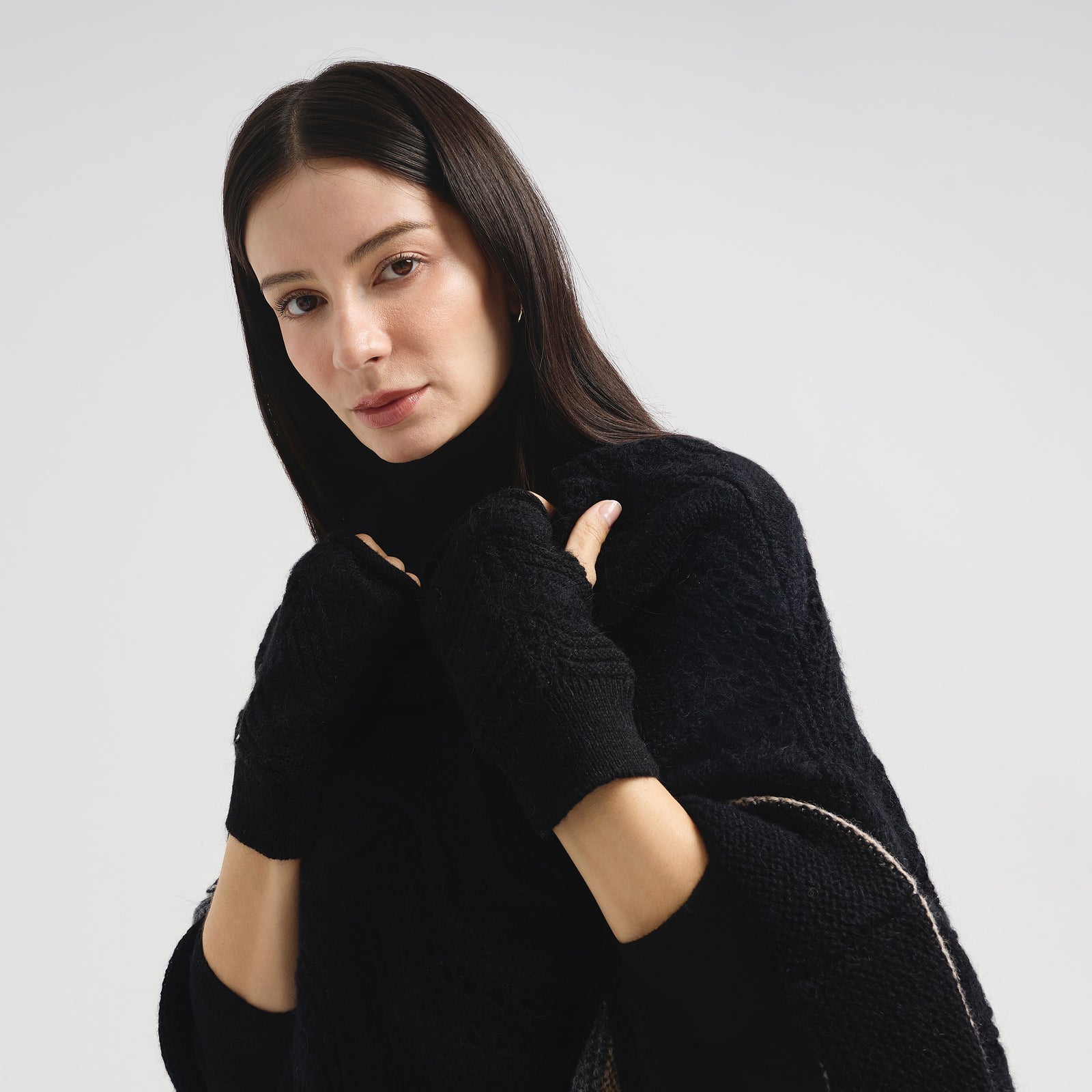 Guantes Cristal Baby Alpaca Color Black