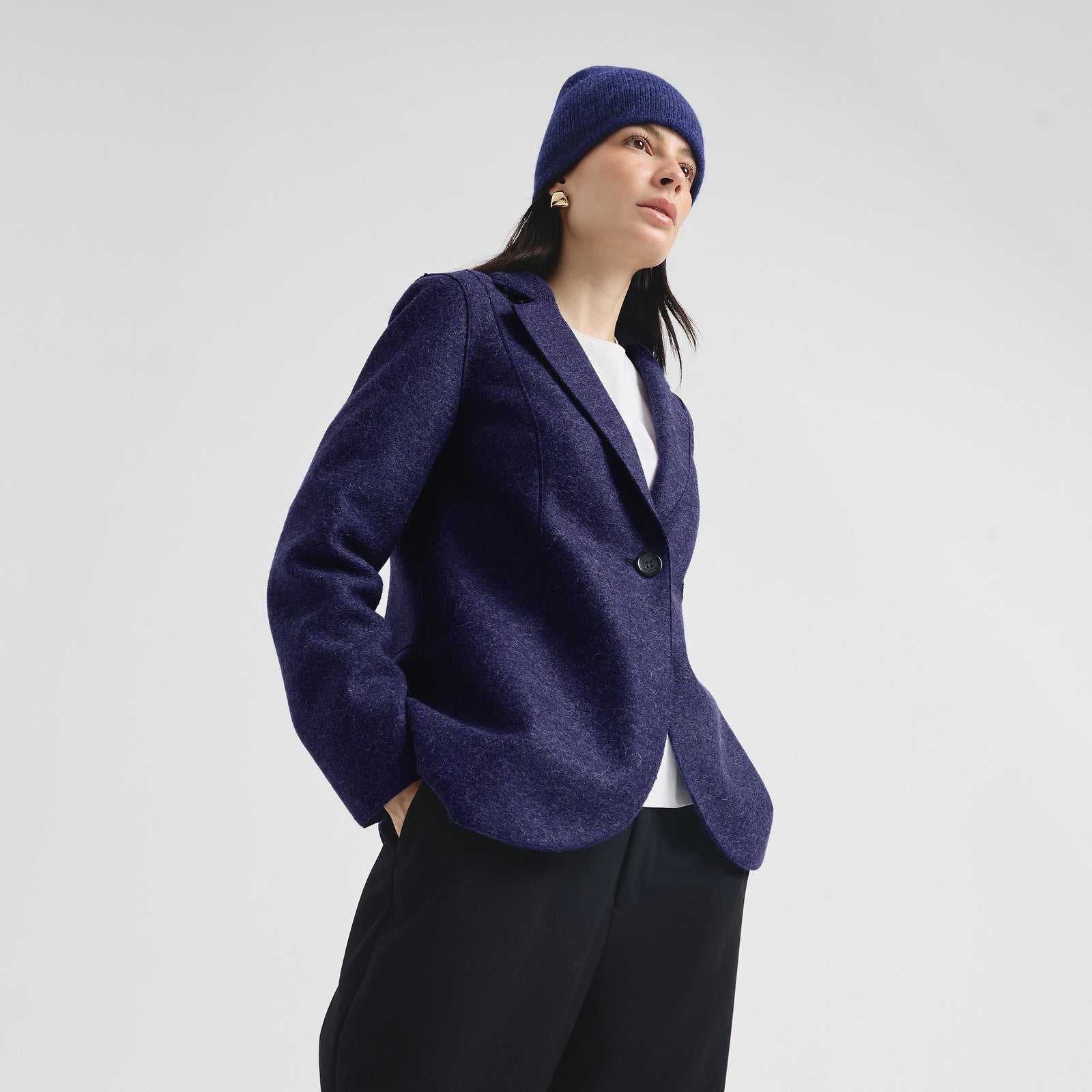 Saco Carina De Alpaca Y Lana Color Azul