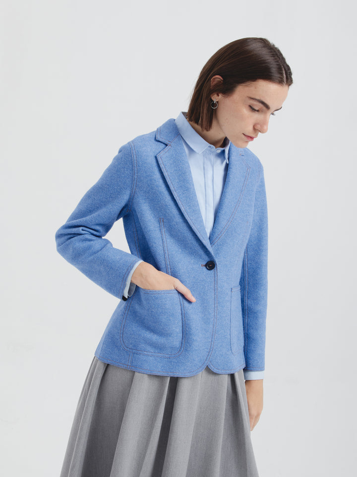 Saco Carolina De Alpaca y Lana Color Celeste