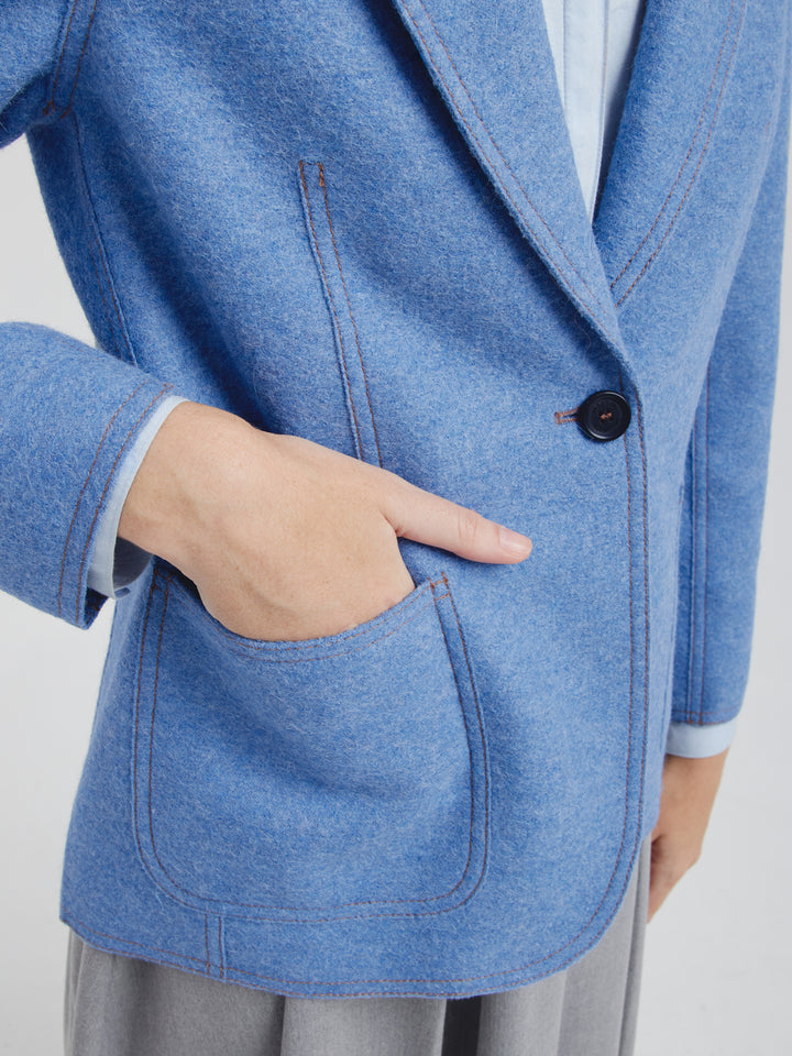 Saco Carolina De Alpaca y Lana Color Celeste