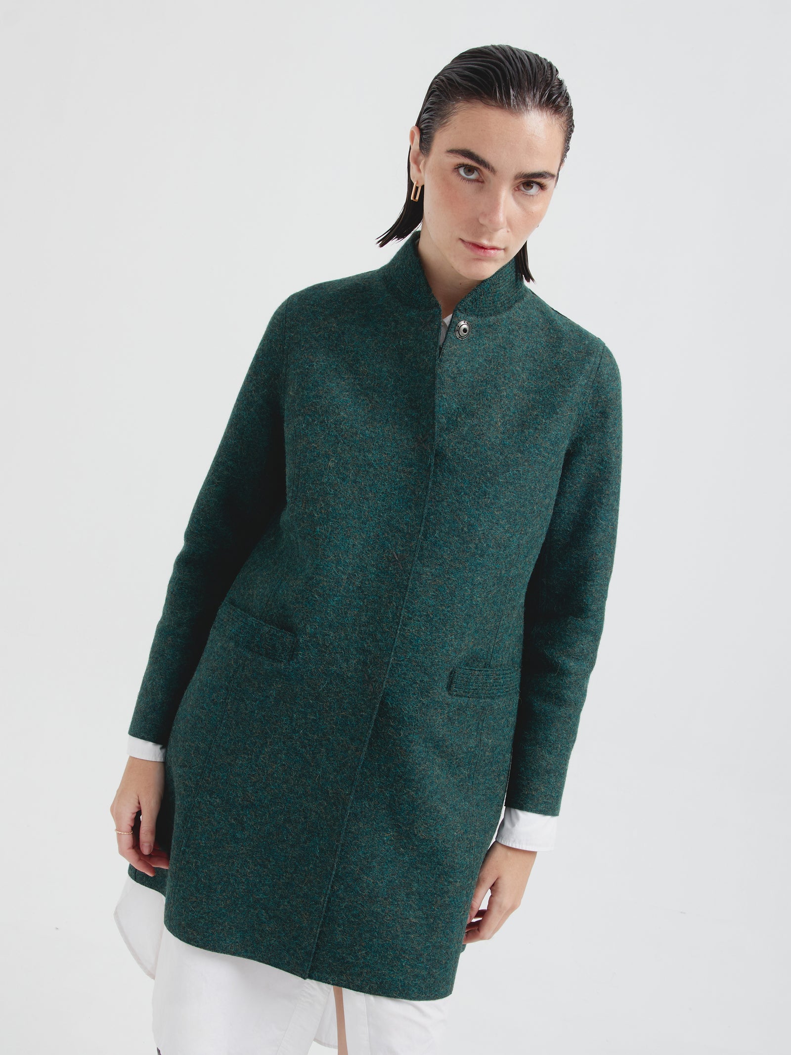 Abrigo Charlotte De Alpaca y Lana Color Verde