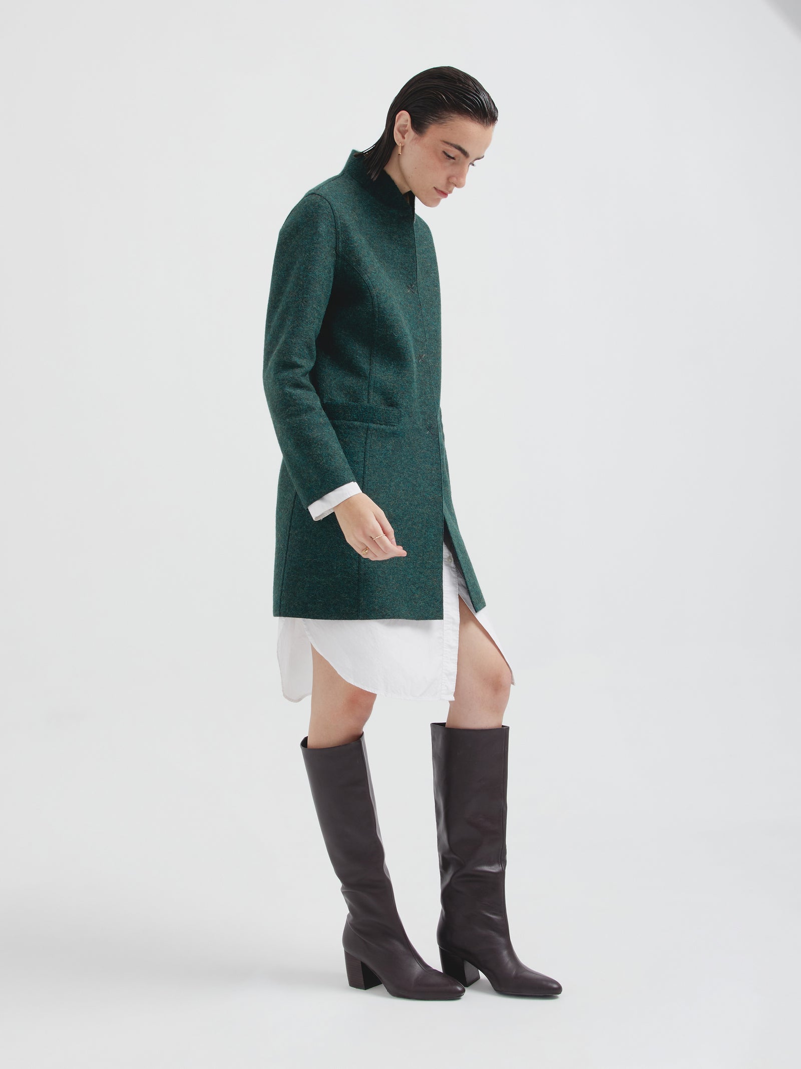 Abrigo Charlotte De Alpaca y Lana Color Verde