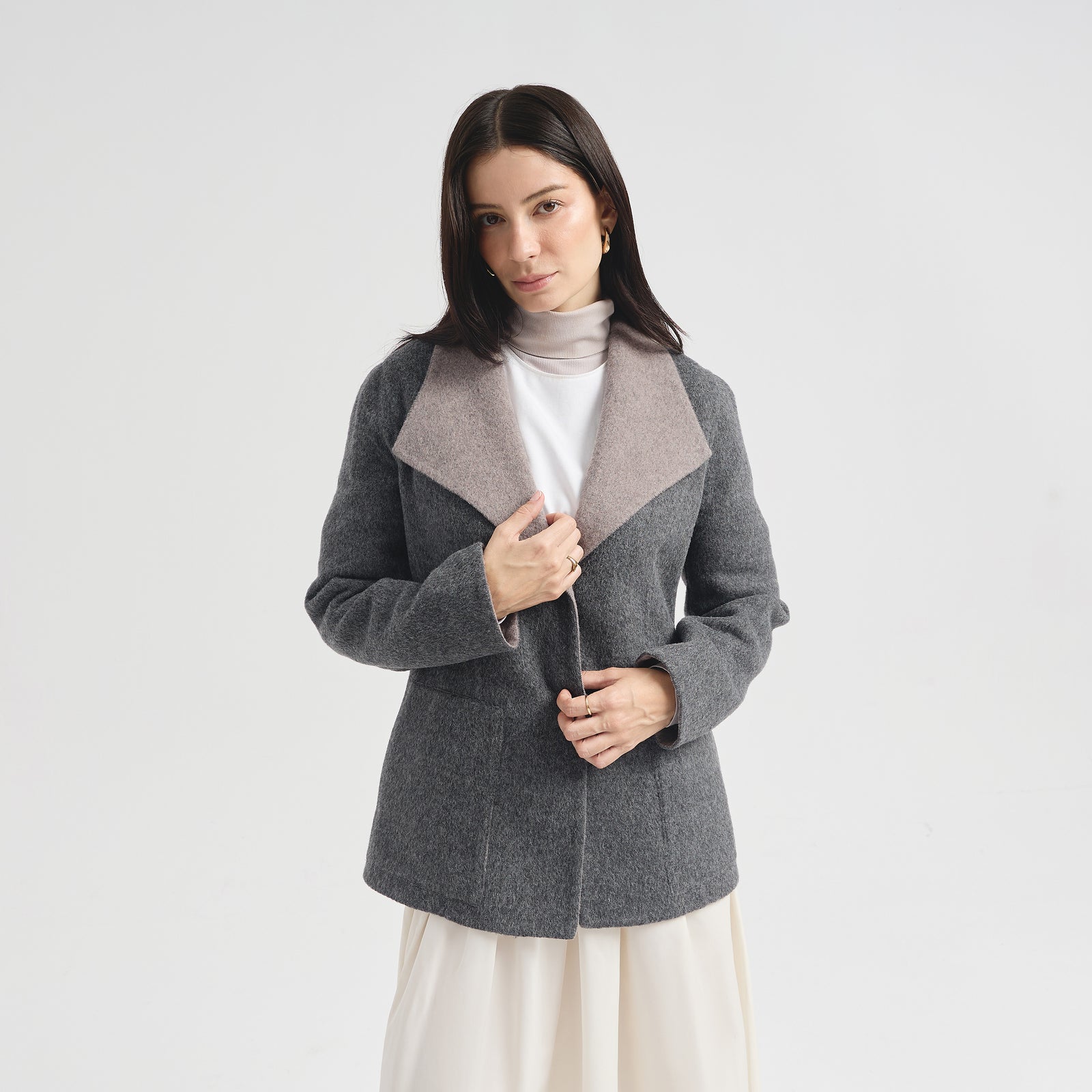 Saco Camelia De Baby Alpaca Color Gris