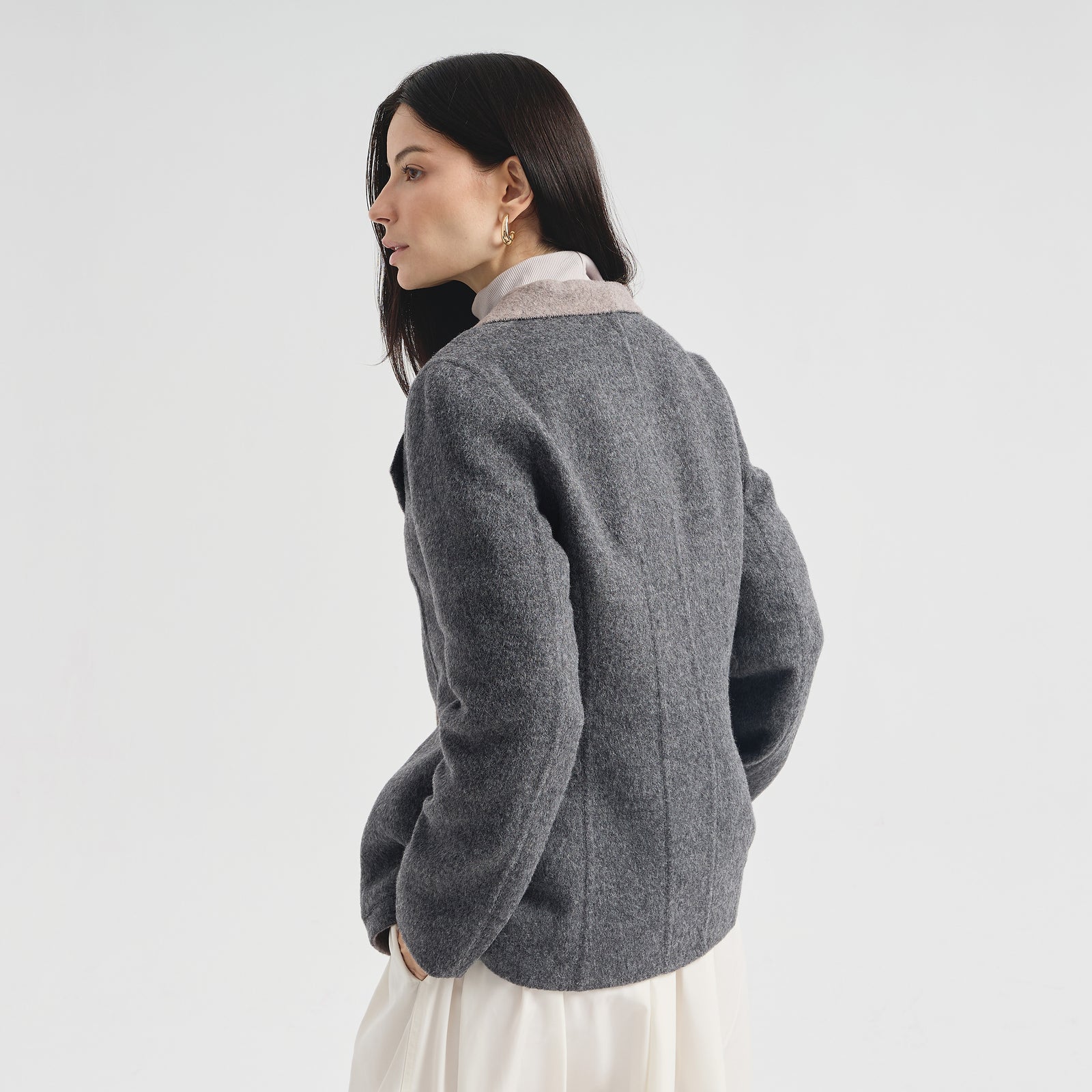 Saco Camelia De Baby Alpaca Color Gris