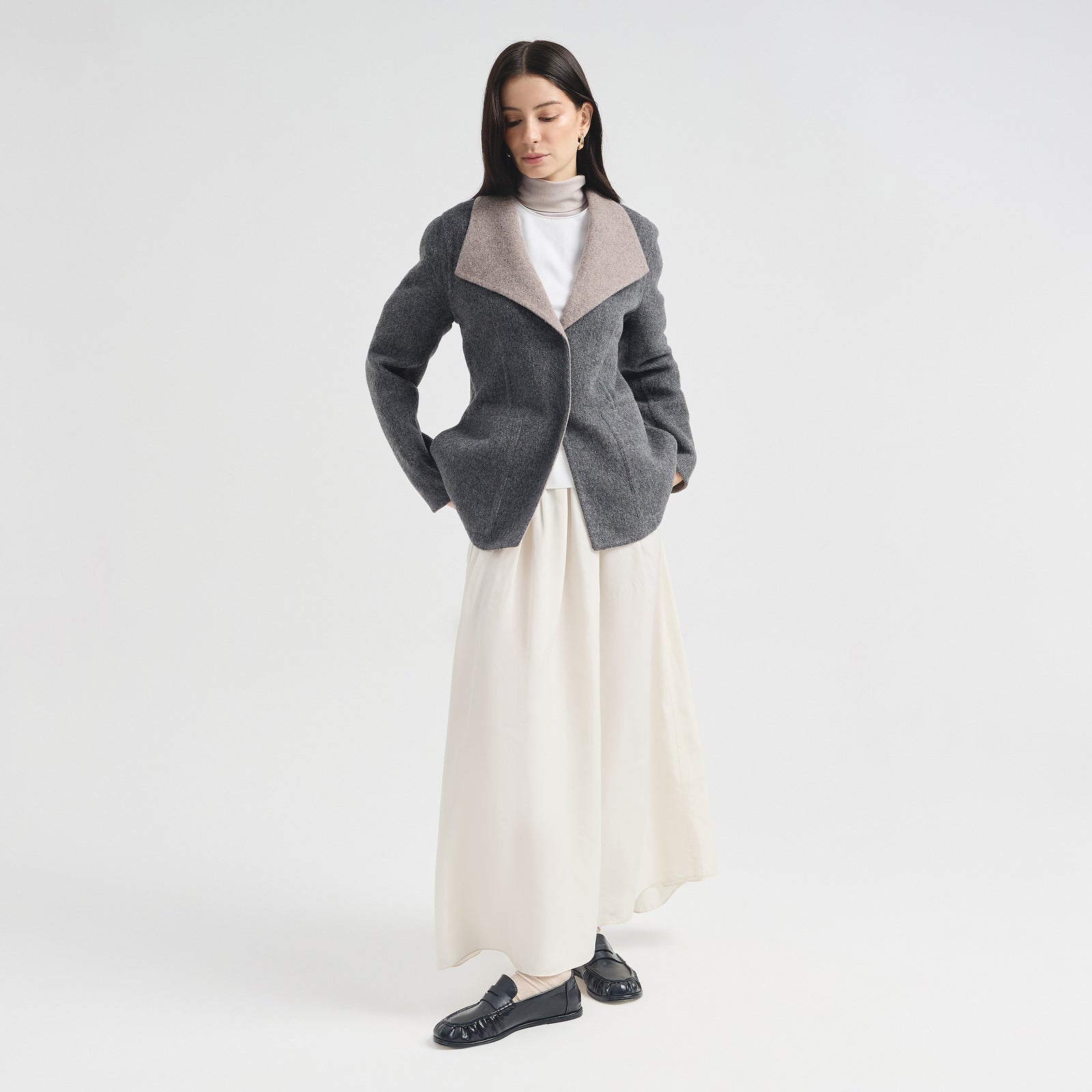 Saco Camelia De Baby Alpaca Color Gris