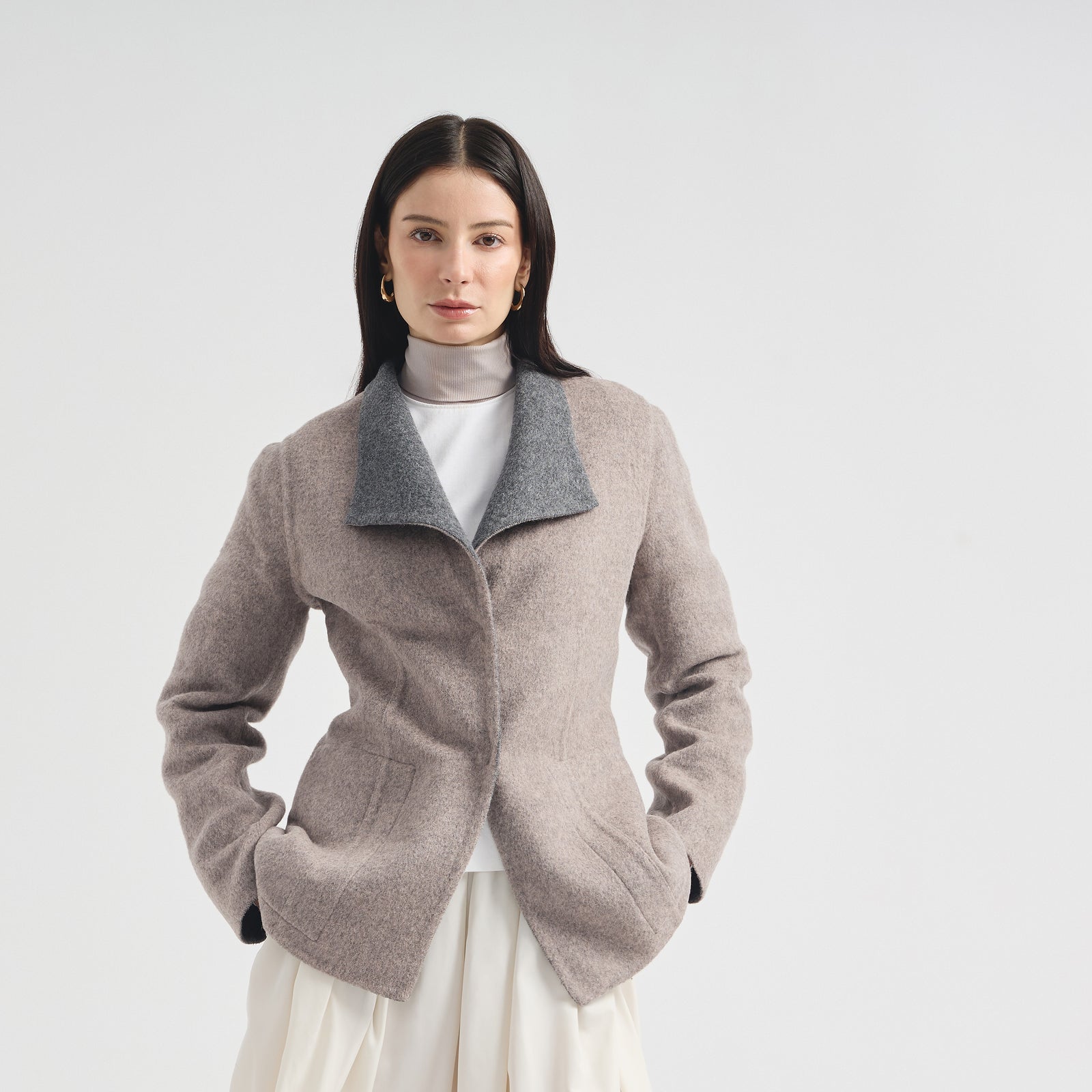 Saco Camelia De Baby Alpaca Color Gris