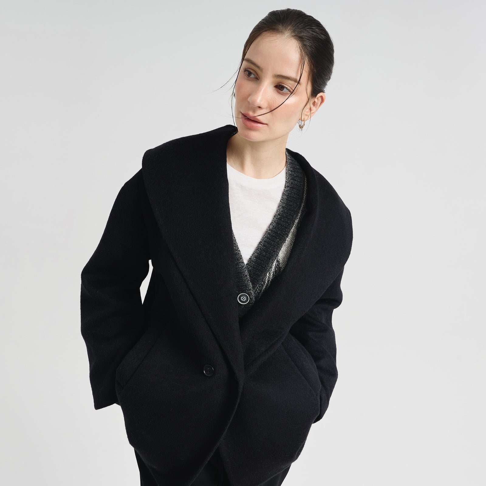 Saco Caramel De Baby Alpaca Color Negro