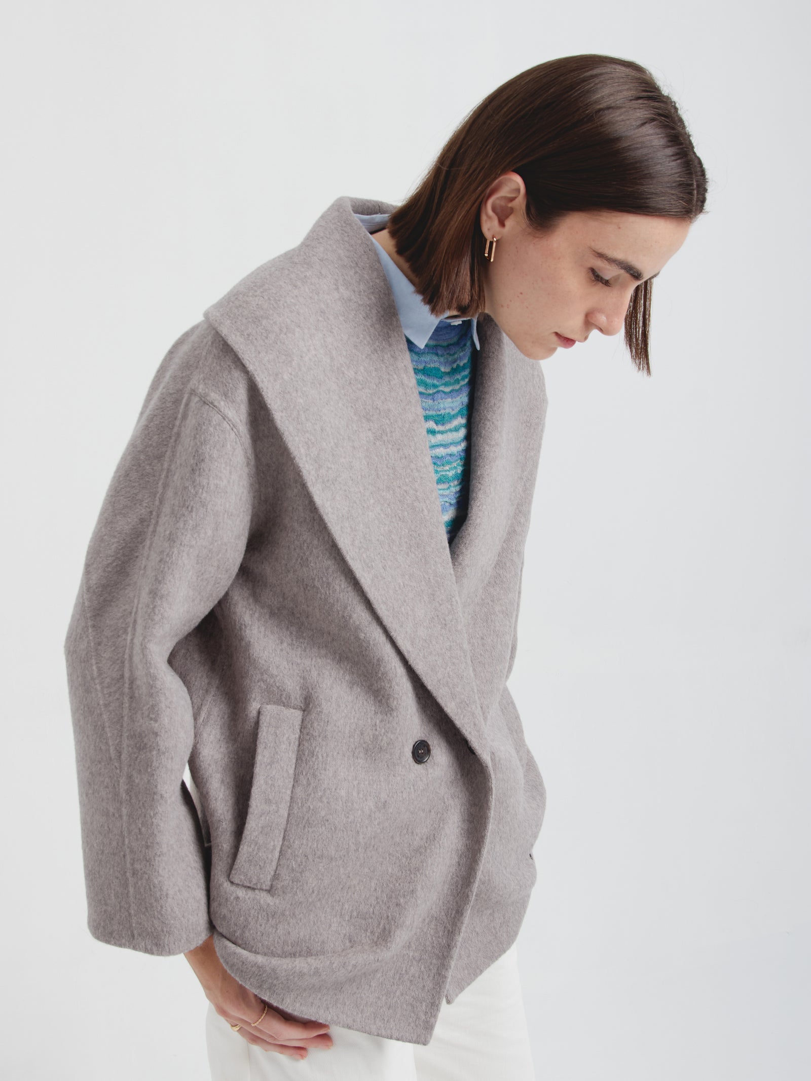 Saco Caramel De Baby Alpaca Color Gris