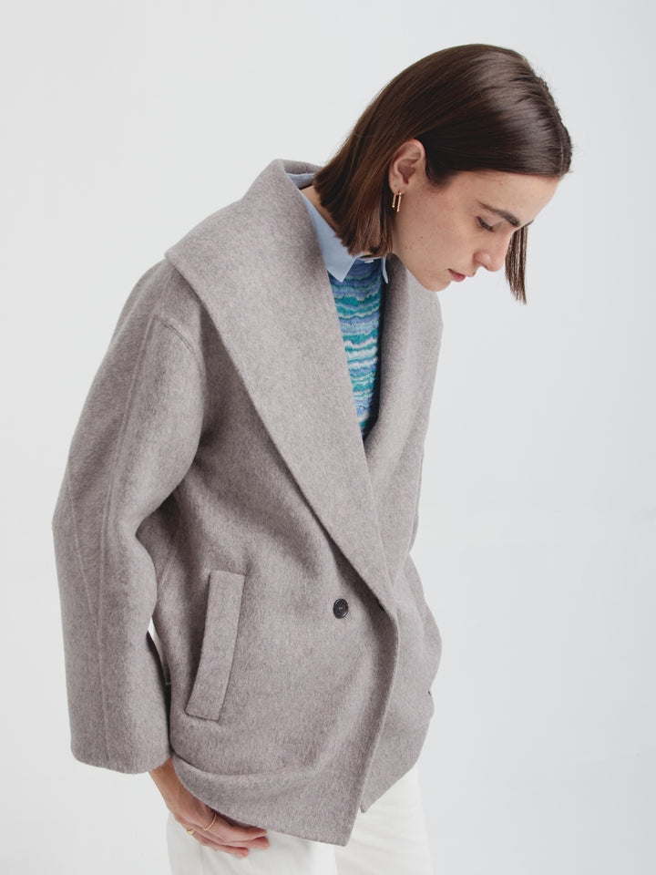 Saco Caramel De Baby Alpaca Color Gris