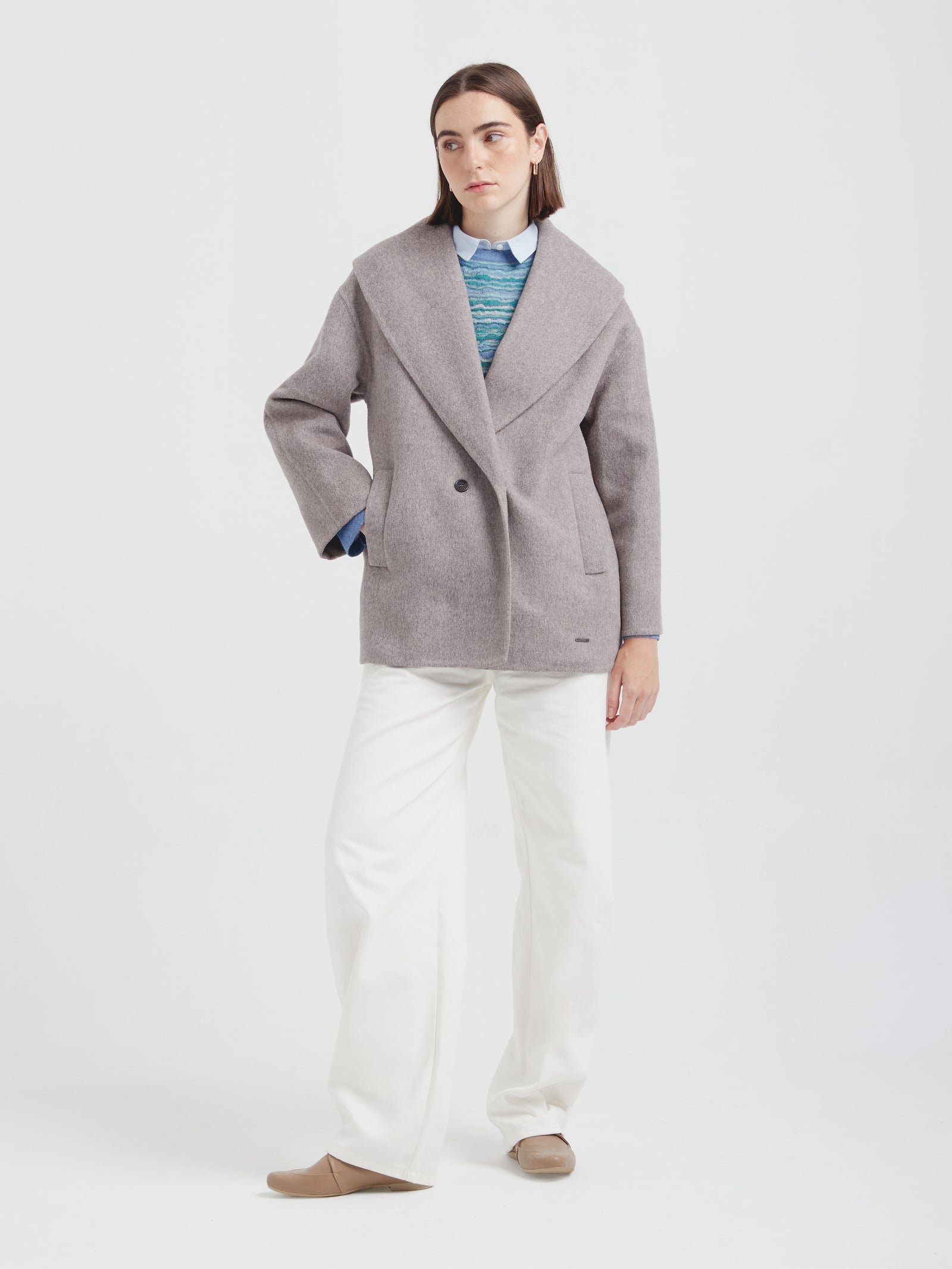 Saco Caramel De Baby Alpaca Color Gris