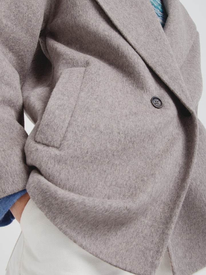Saco Caramel De Baby Alpaca Color Gris