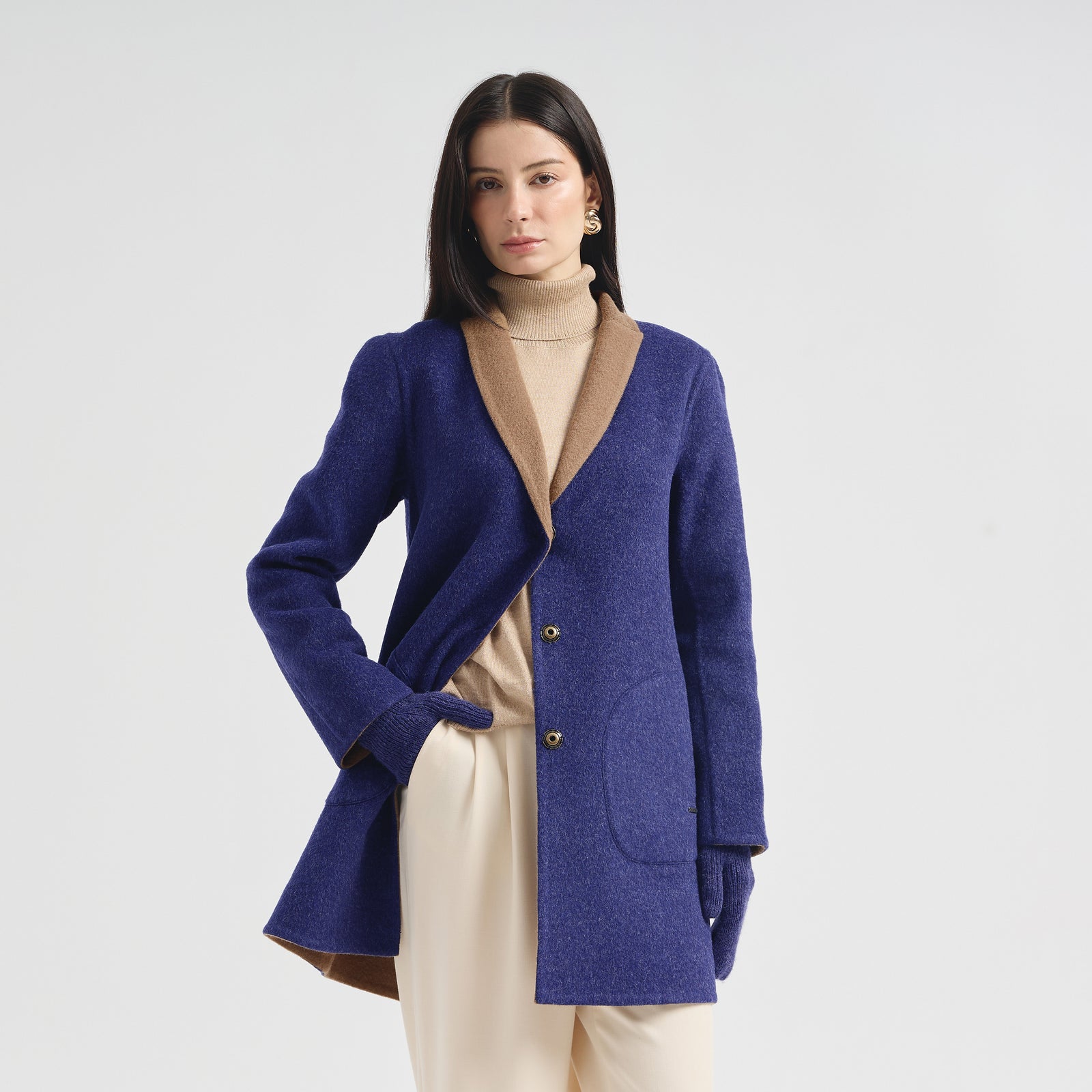 Abrigo Chantal De Baby Alpaca Color Azul