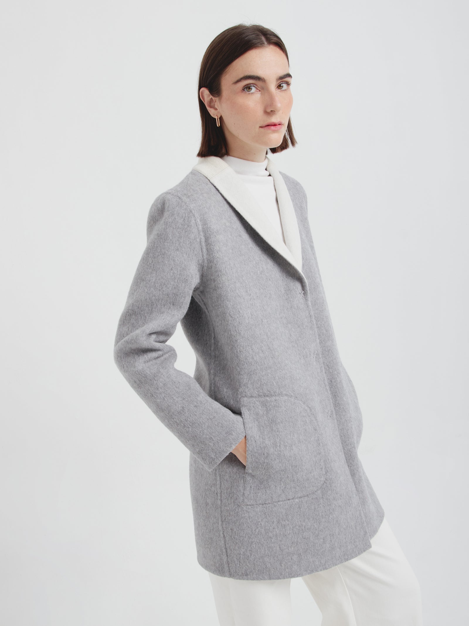 Abrigo Chantal De Baby Alpaca Color Gris