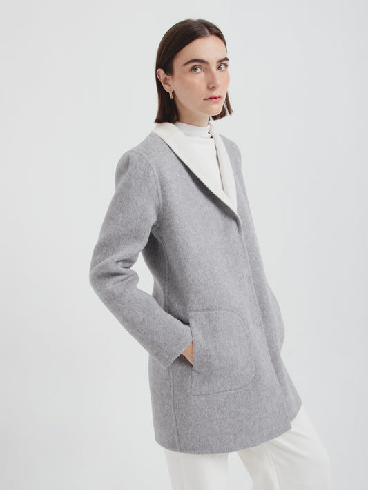 Abrigo Chantal De Baby Alpaca Color Gris