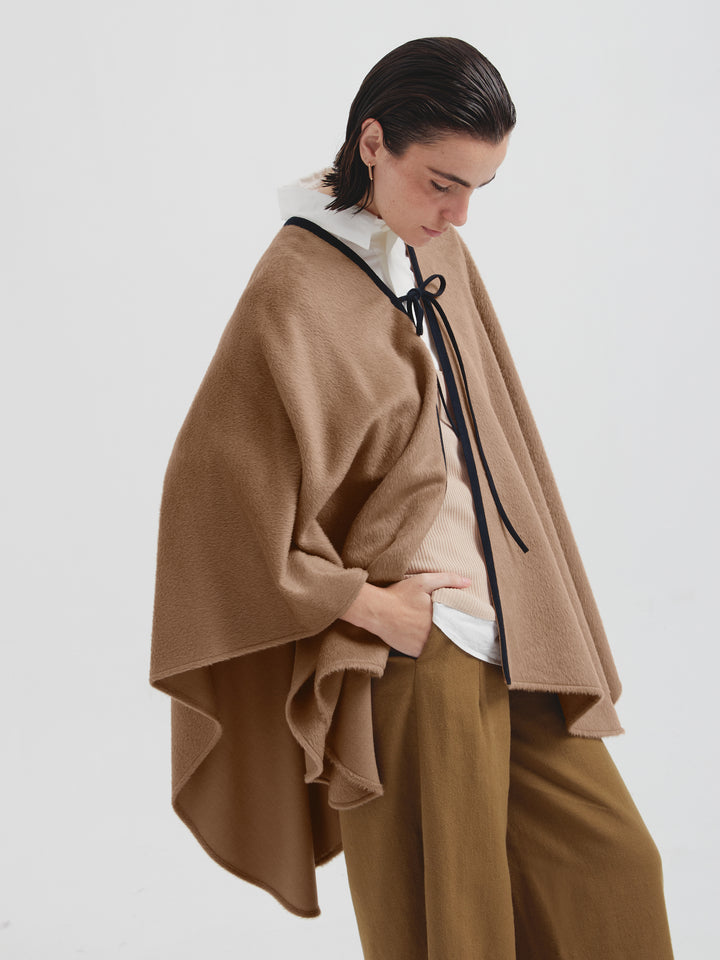 Baby Alpaca Suri Camel-Colored Cape