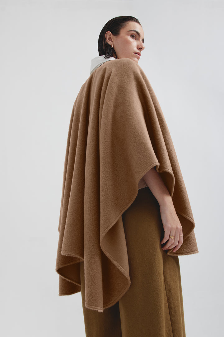 Baby Alpaca Suri Camel-Colored Cape