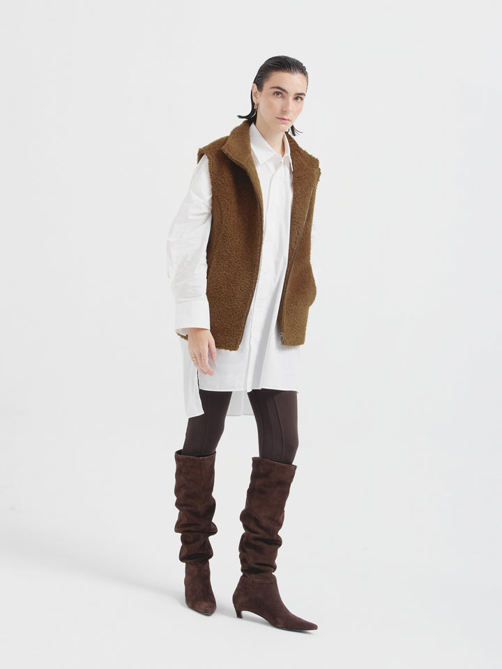 Carmel Suri Alpaca Vest Brown