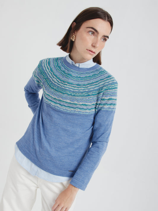 Suéter Canela De Baby Alpaca Color Celeste