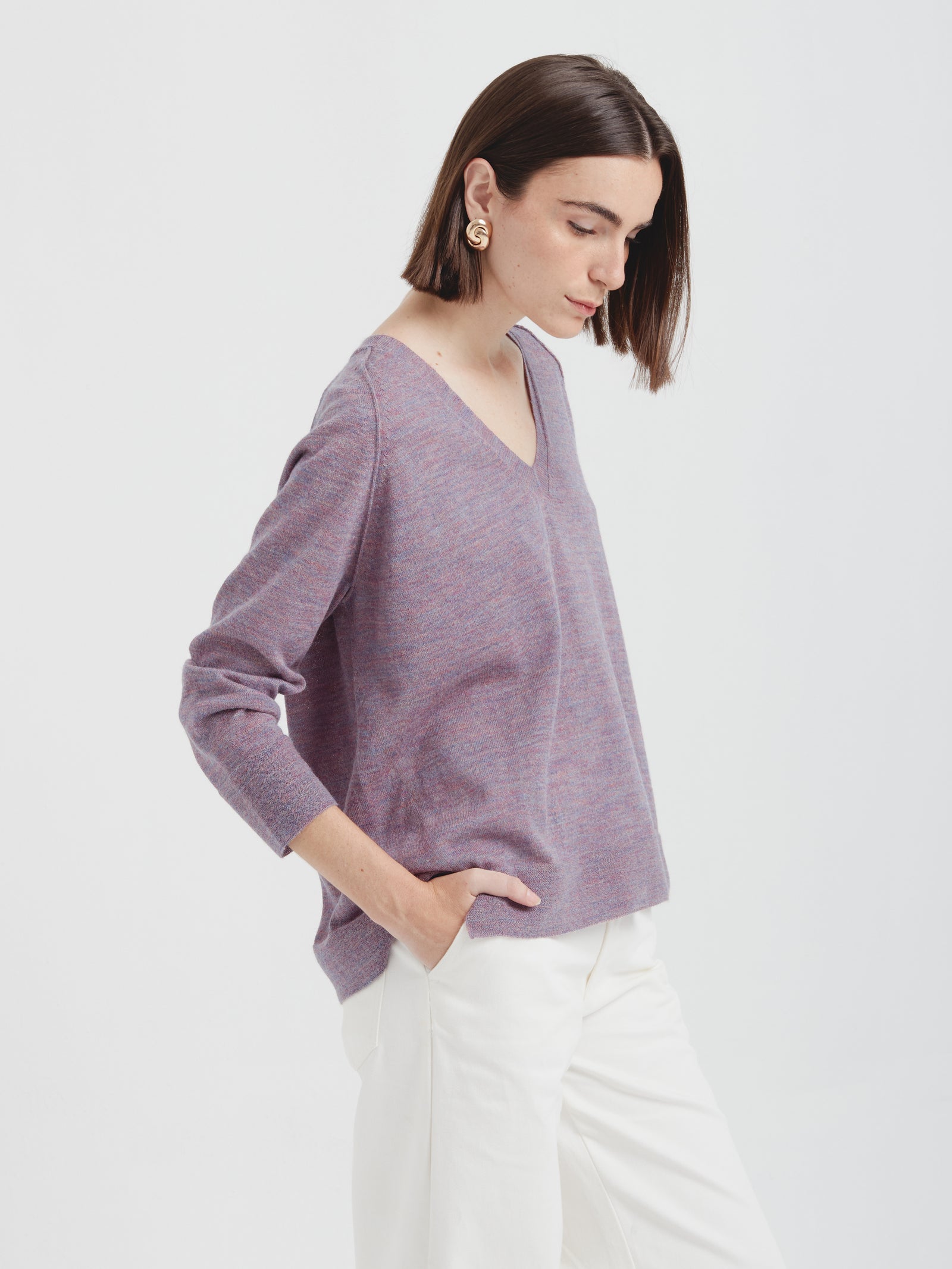 Carola Sweater in Baby Alpaca Color Purple