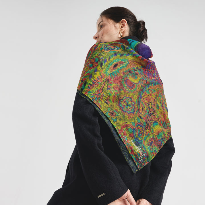 Pañuelos Quinde Verde De Baby Alpaca Color Multicolor