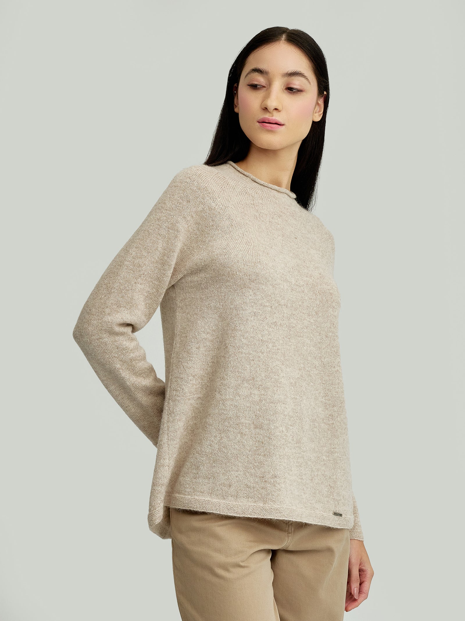 Ysabela Sweater in Baby Alpaca Color Beige
