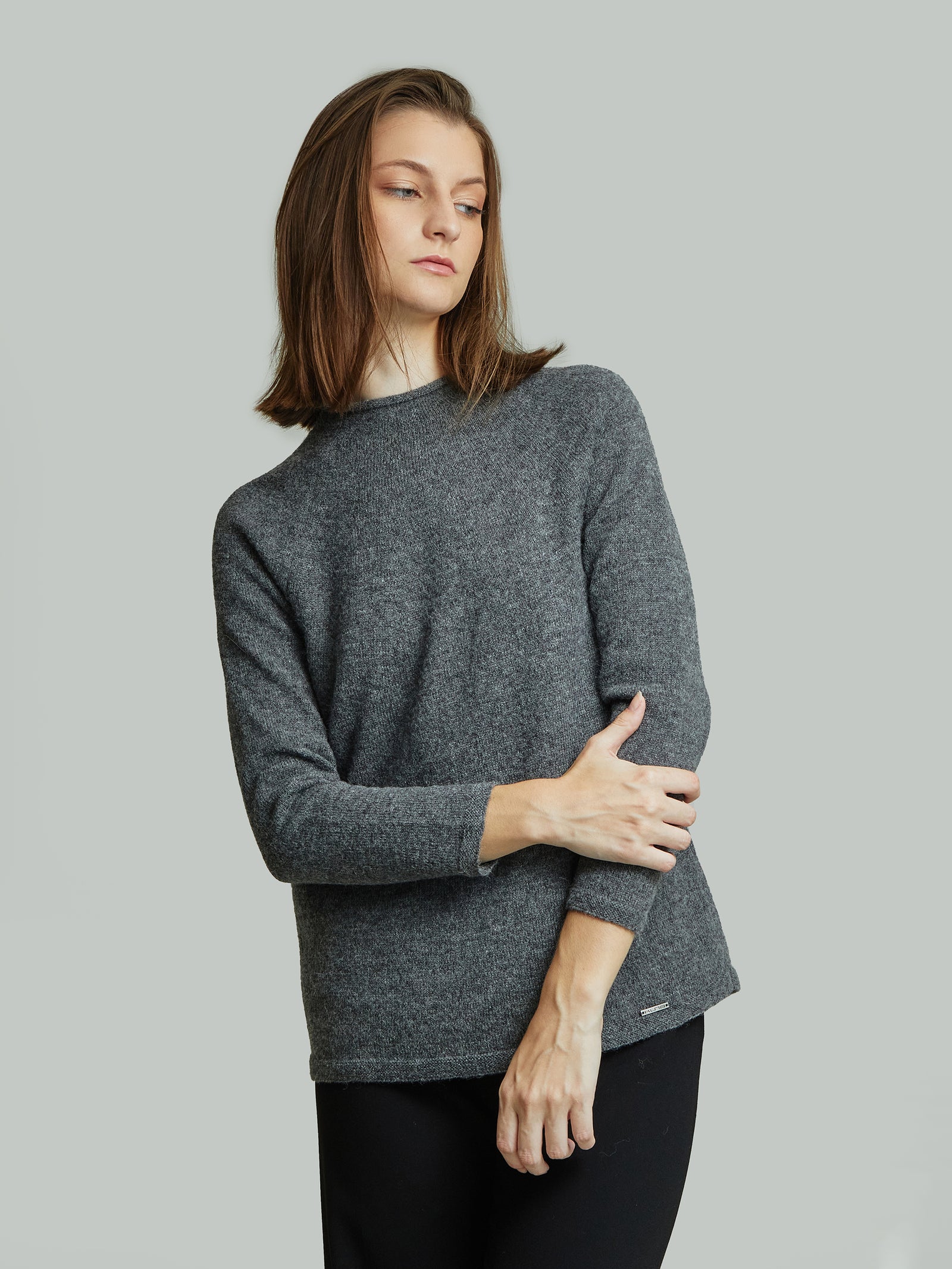 Ysabela Sweater in Beige Baby Alpaca Color Grey