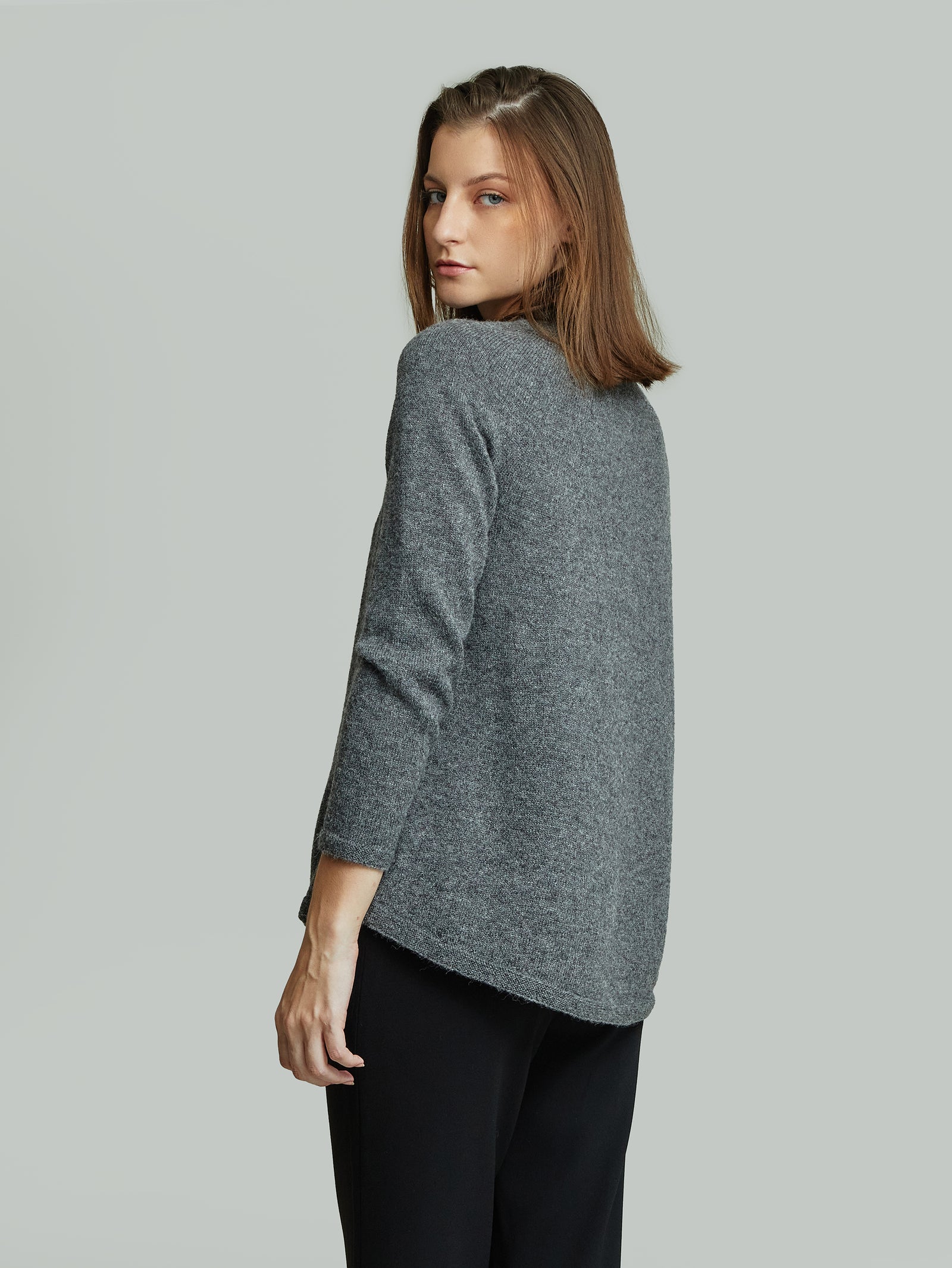 Ysabela Sweater in Beige Baby Alpaca Color Grey