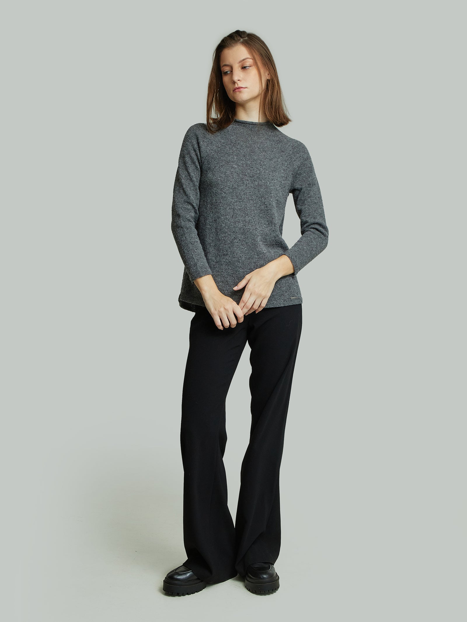 Ysabela Sweater in Beige Baby Alpaca Color Grey