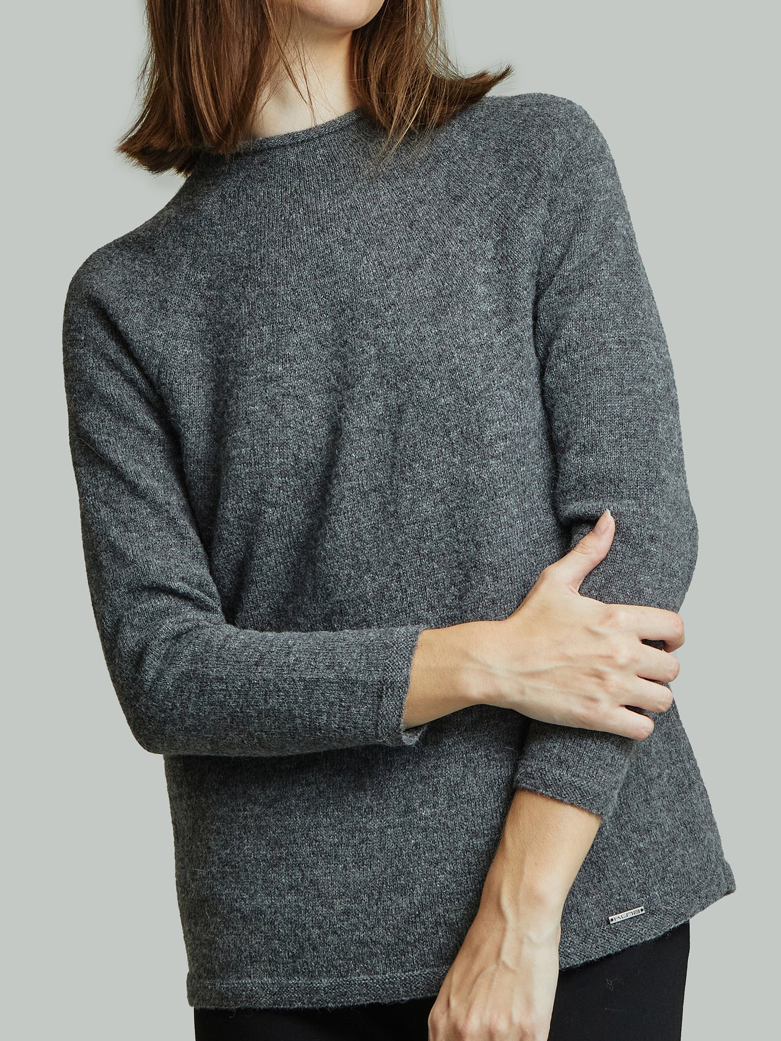 Ysabela Sweater in Beige Baby Alpaca Color Grey