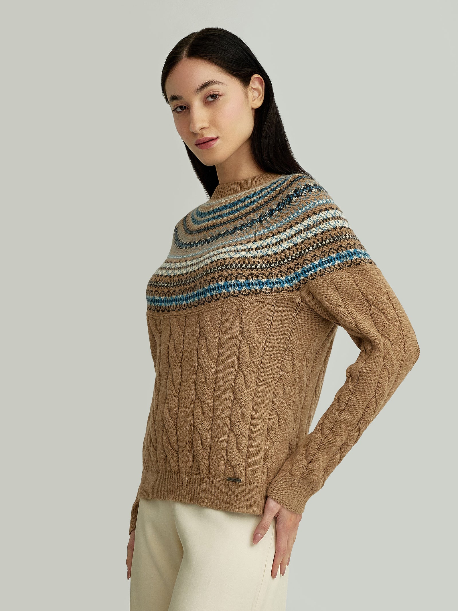 Camel Baby Alpaca Yoke Sweater