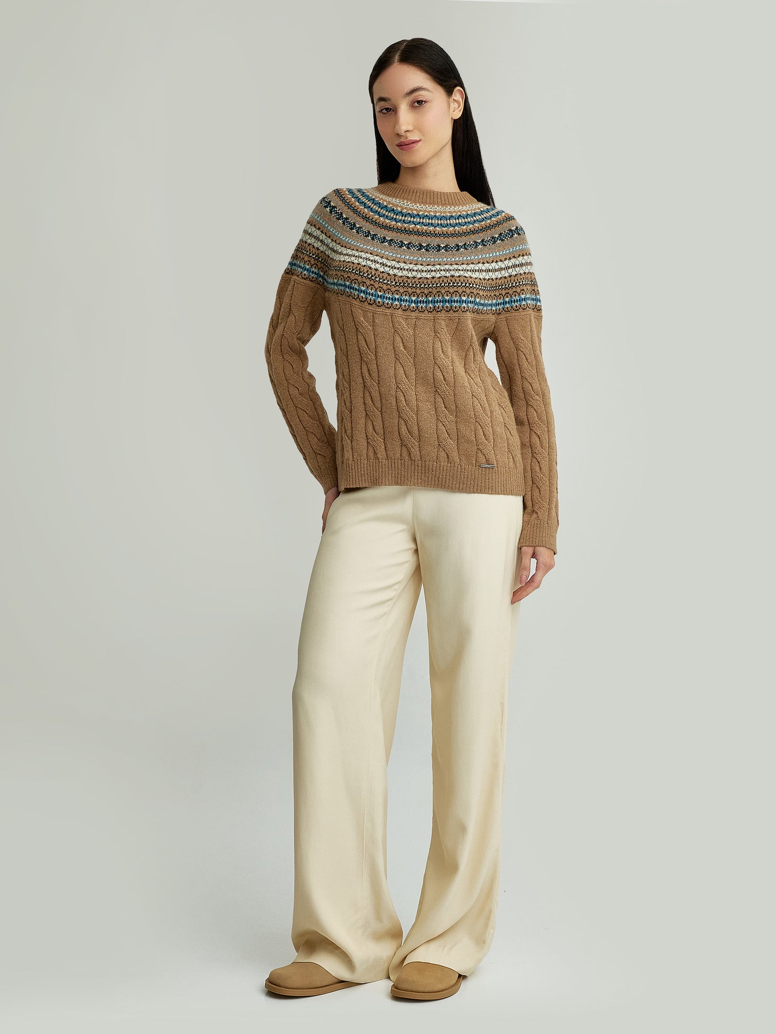 Camel Baby Alpaca Yoke Sweater