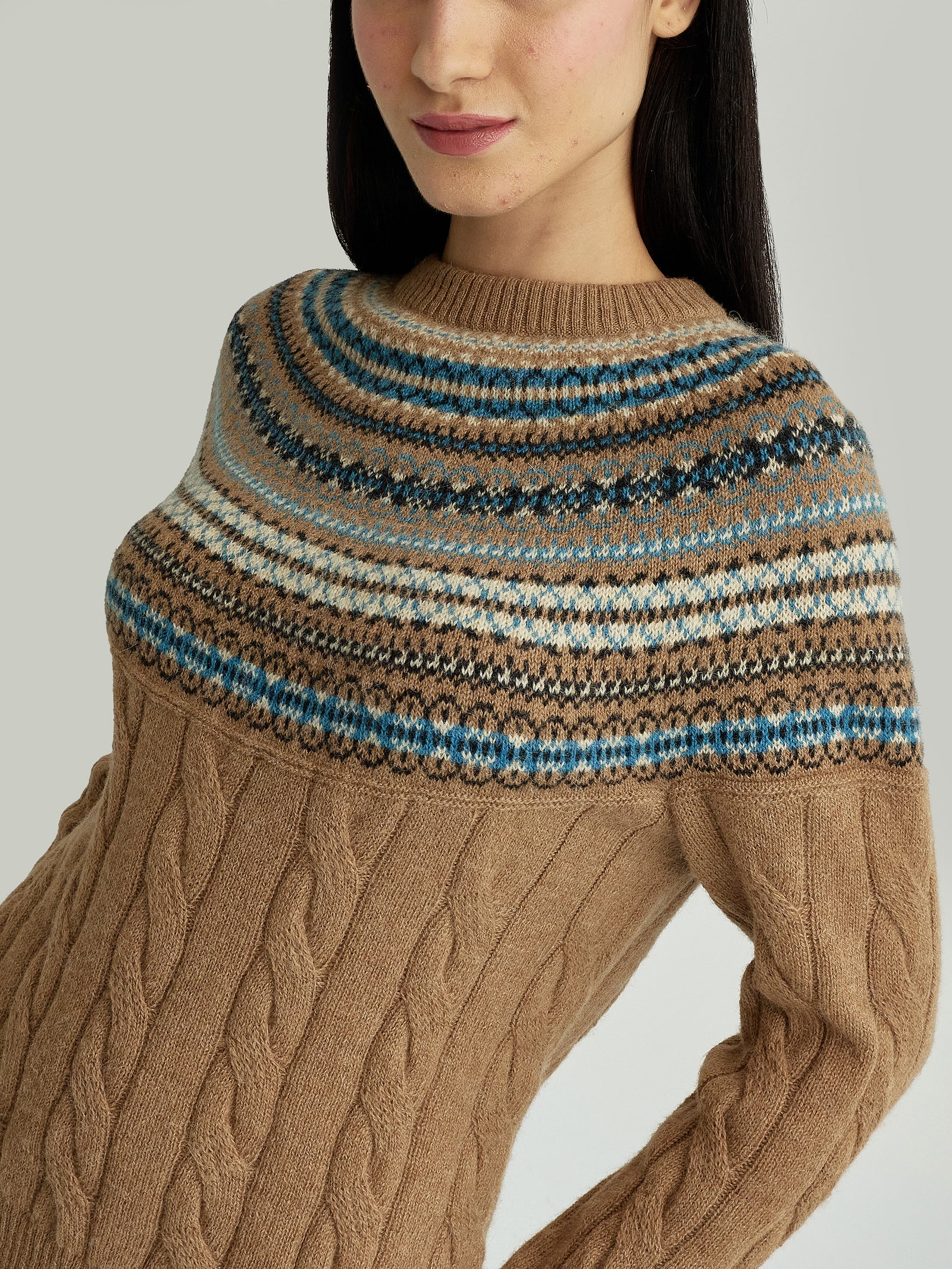 Camel Baby Alpaca Yoke Sweater