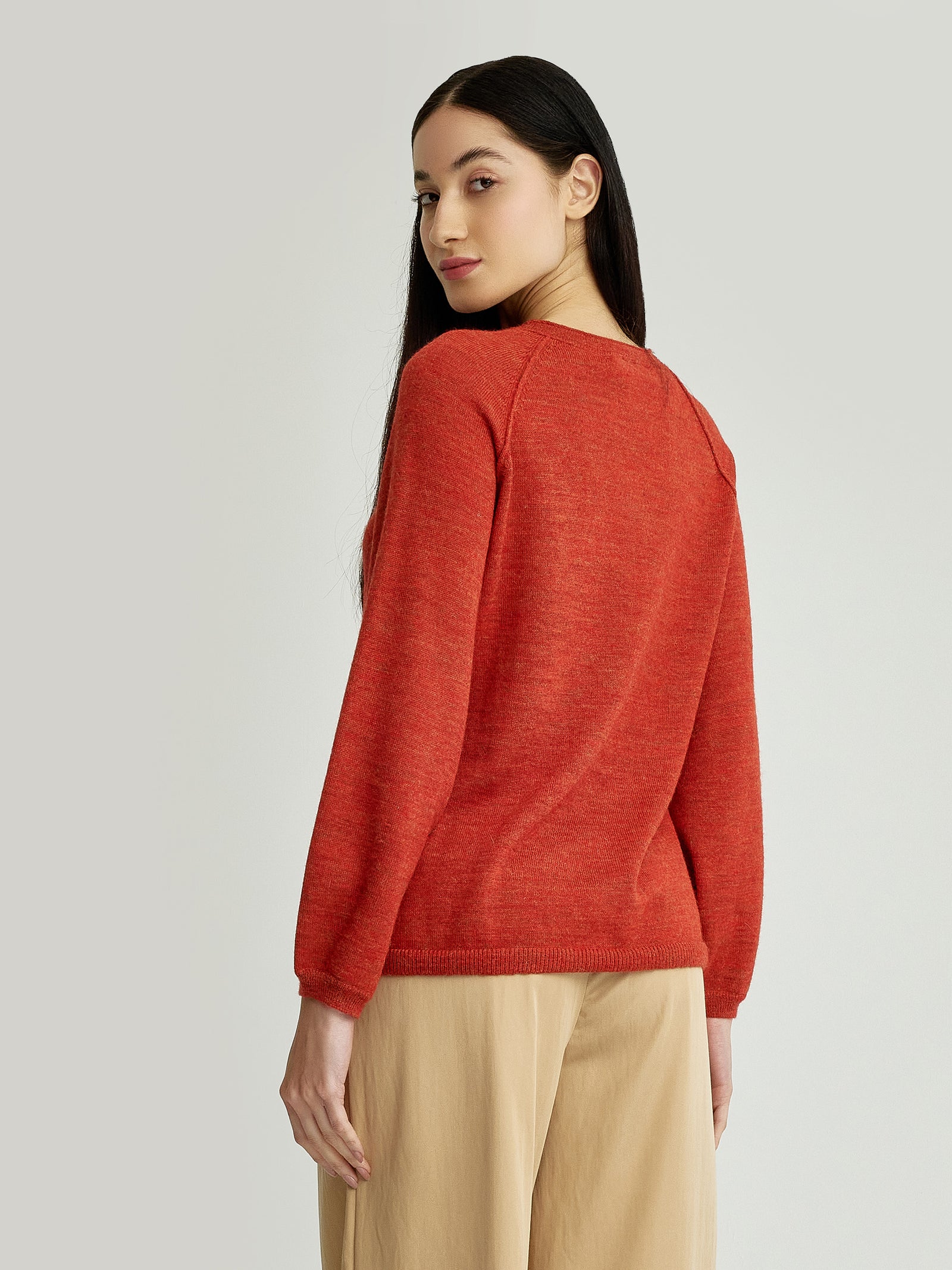 Suéter Yanela De Baby Alpaca Color Naranja
