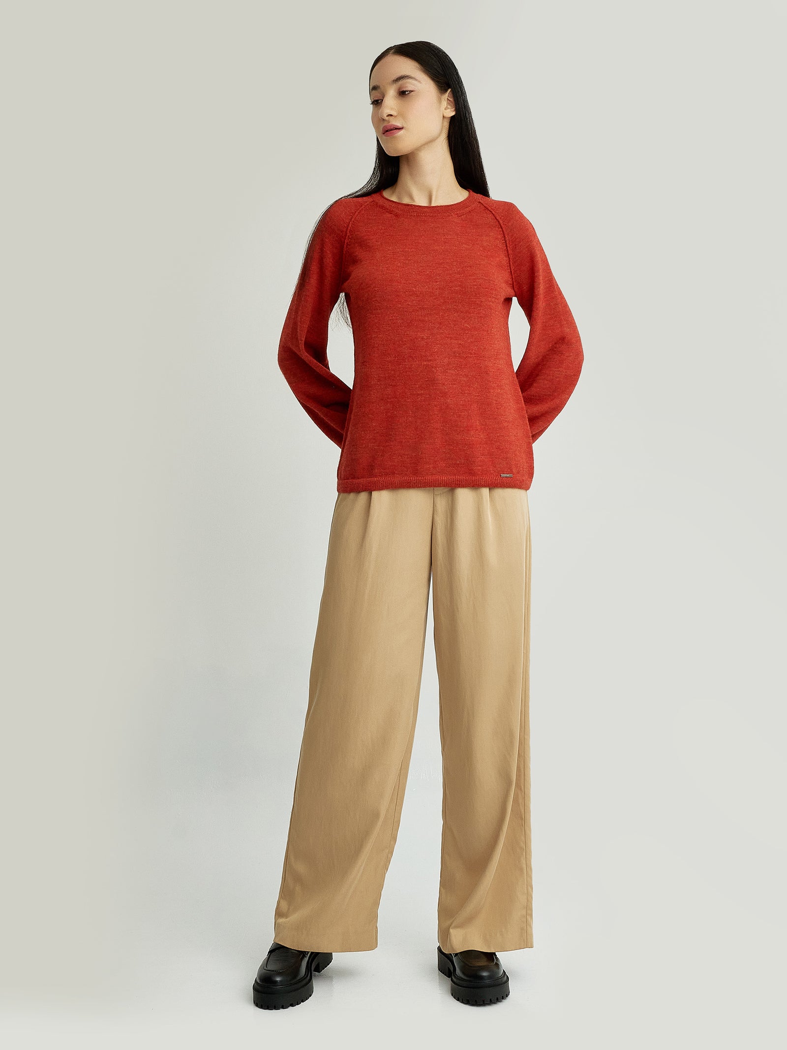 Suéter Yanela De Baby Alpaca Color Naranja