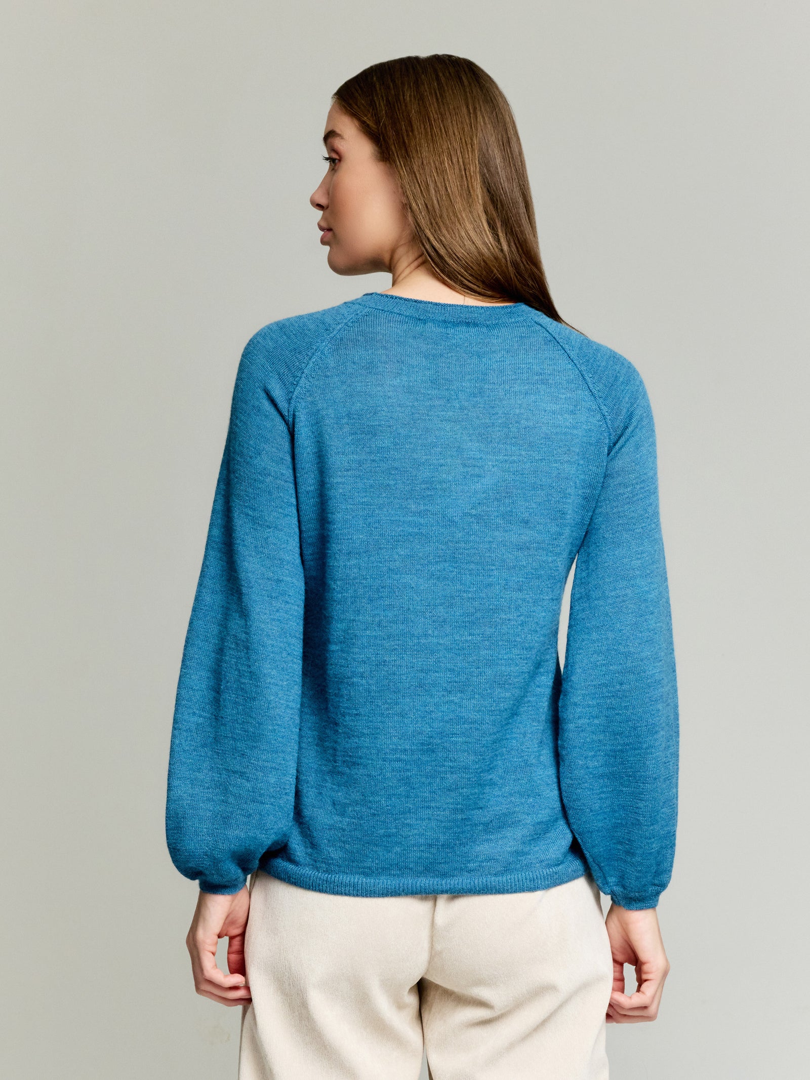 Suéter Yanela De Baby Alpaca Color Celeste