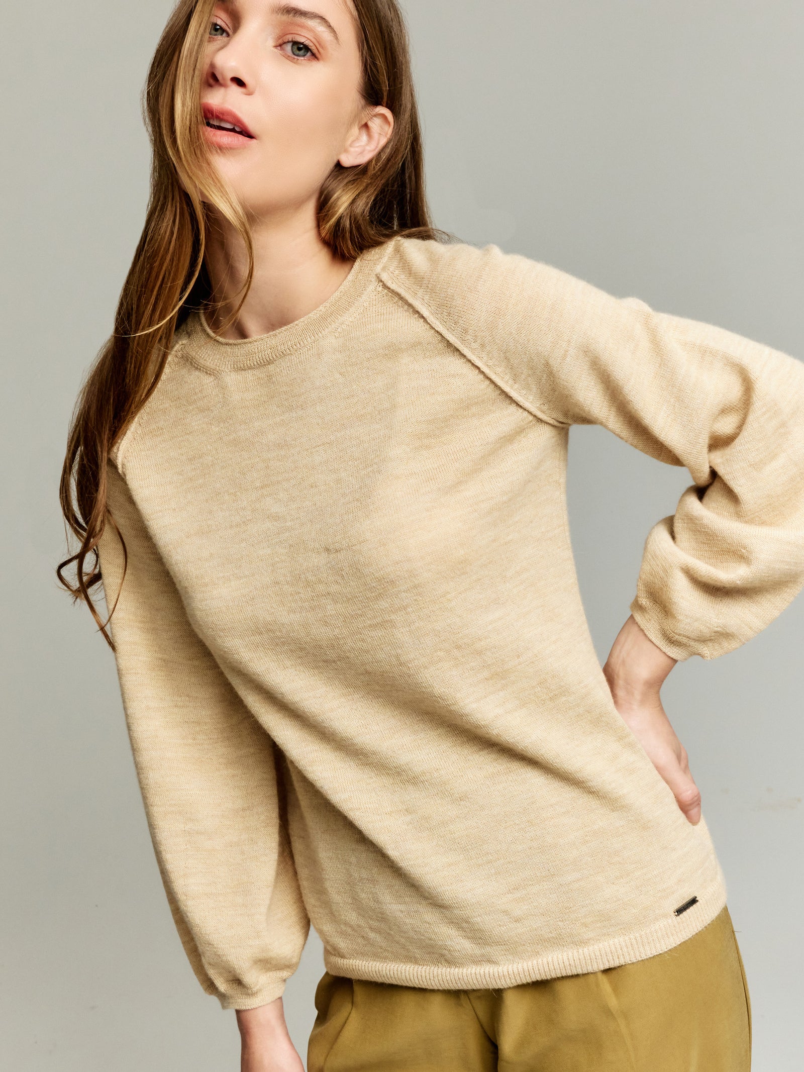 Suéter Yanela De Baby Alpaca Color Beige